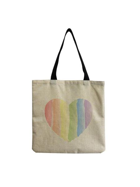 

evening bags rainbow love printed bag fashion cartoon cute large capacity ladie shoulder eco reusable tote girl women's gift drop