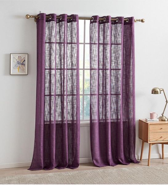 

yingya modern plain linen optic curtains for living room bedroom tulle window kitchen grommet curtain & drapes