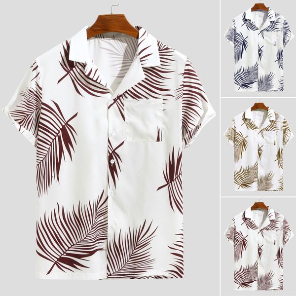 

2020 summer new mens shirts holiday beach style short sleeve hawaiian casual men shirt blouse loose fit plus size, White;black