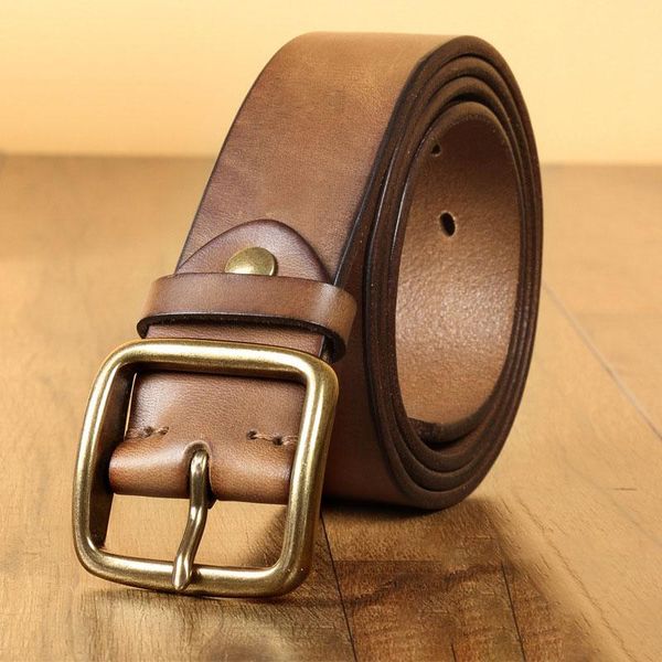 

belts 2021 full grain leather strap vintage buckle men cowskin genuine, Black;brown