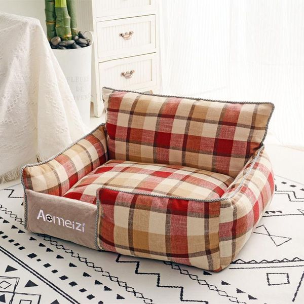 

cat beds & furniture rectangle washable dog bed,warming comfortable square pet bed simple design style,durable crate for medium puppy kitten