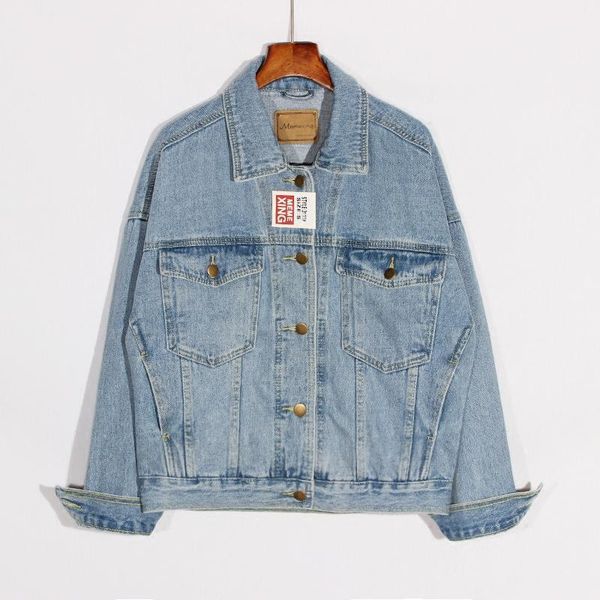 

vintage washed blue denim jacket women harajuku student outerwear big size loose autumn long sleeve jeans coat female women's jackets, Black;brown