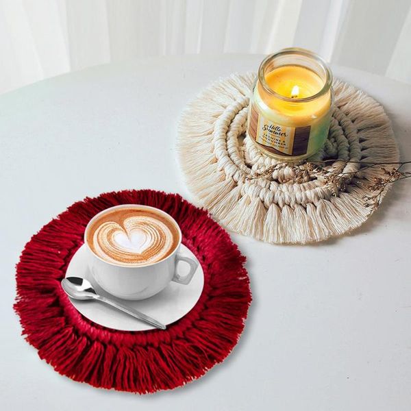 

nordic style handmade cup pad heat resistant bohemian woven for home table kitchen office decoration 45a mats & pads