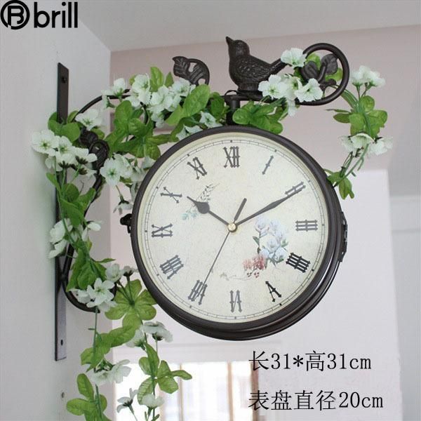 

american two-sided metal wall clock vintage silent living room double face iron bell watch antiguedades hogar clocks