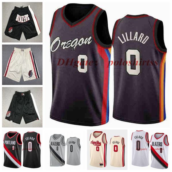 

damian lillard 0 basketball jerseys mitchell & ness 2021 edition city shorts white black, Black;red
