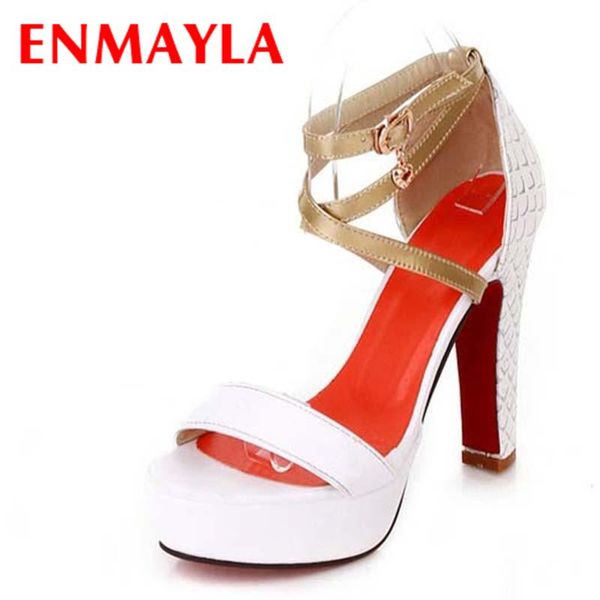 

sandals open toe platform strappy women high heels gladiator shoes woman white color party wedding, Black