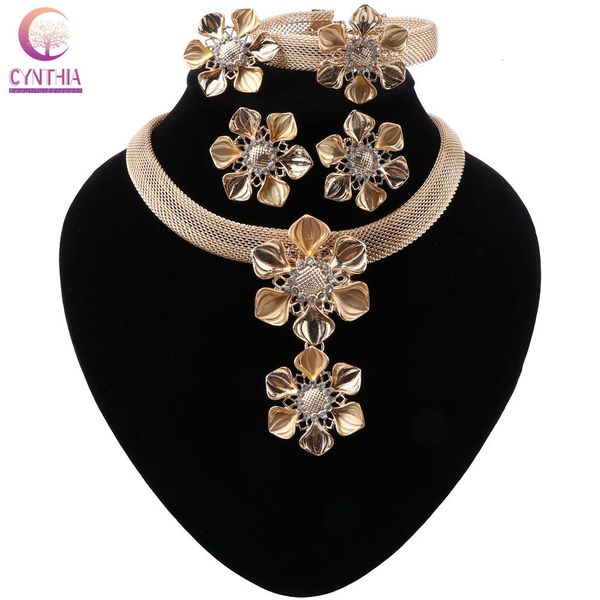 

jewelry sets cynthia african bridal dubai for women charm indian necklace bracelet ring earrings nigeria wedding set, Black