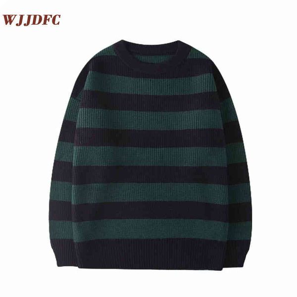 

vintage knitted men women harajuku casual cotton pullover tate langdon sweater same style green striped 2021 autumn, Black