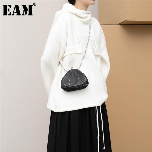 

[eam] big size pocket hooded knitting sweater loose fit long sleeve women pullovers fashion tide autumn winter 2021 1dd2487 women's swe, White;black