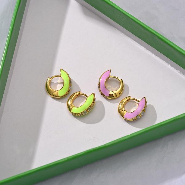 

hoop & huggie timeless wonder zirconia enamel geo earrings women designer jewelry gothic emo trendy ins egirl 2357, Golden;silver