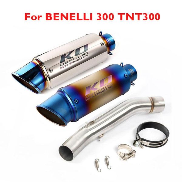 

motorcycle exhaust system for benelli 300 tnt300 muffler escape pipe middle mid link tube slip on