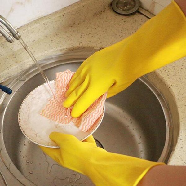 

disposable gloves long sleeve kitchen antiskid waterproof household durable dishwashing water dust scleaning latex rubber