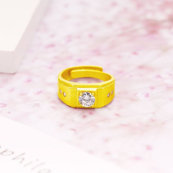 

new jewelry gold plated copper inlaid mosangshi men's trendy hip hop ring, Black