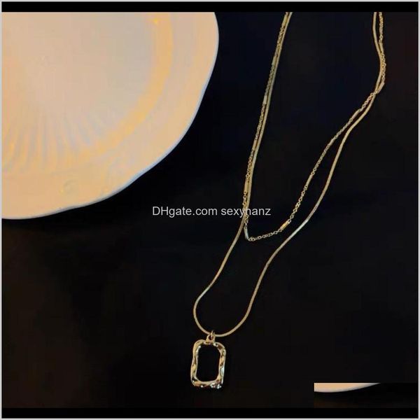 

necklaces & pendants jewelry drop delivery 2021 ins hip hop double layer geometric pendant necklace womens fashion sweater simple cool wind, Silver