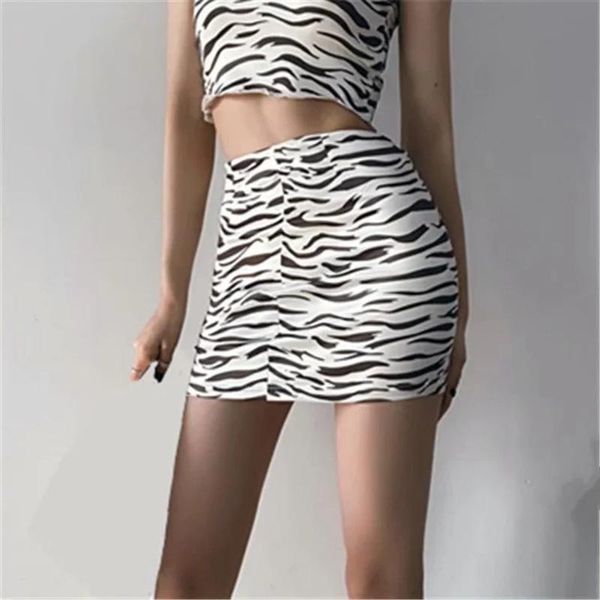 

skirts mini skirt women 2021 thin zebr a stripe printing buttocks bodycon office pencil female night club, Black