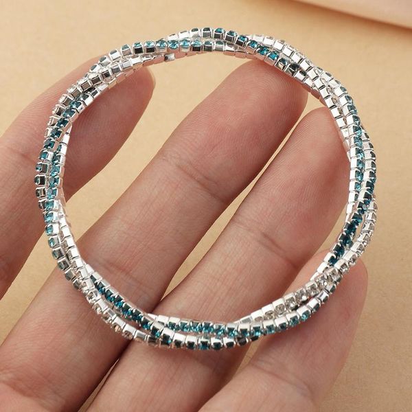 

charm bracelets fashion trend twisted crystal bangles bracelet for women bridal wedding engagement rhinestone modern wrist jewelry, Golden;silver