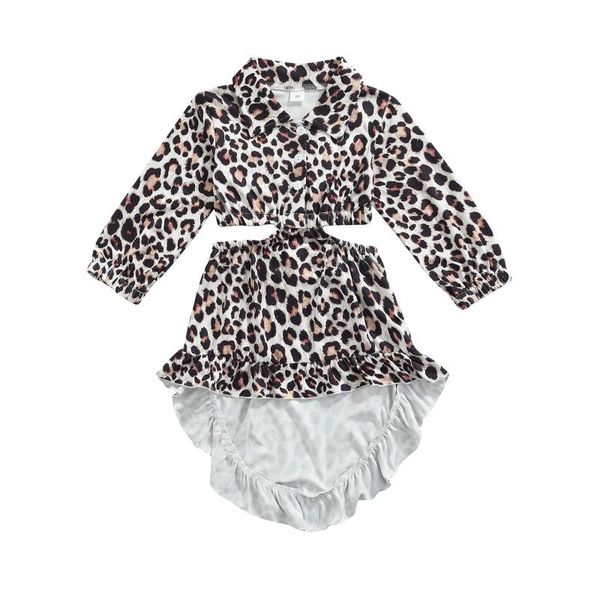 

girl's dresses 1-6 years kids girls dress, brown leopard print turn-down collar long sleeve hollow out vestidos for summer spring, Red;yellow