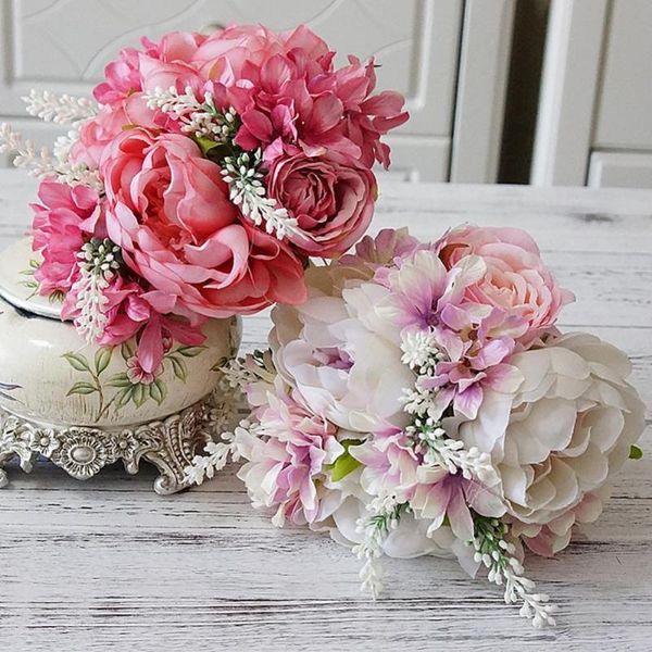 

bouquet artificial peony rose flower wedding party home el cafe deskdecor for garden arrangement bonsai decorative flowers & wreaths