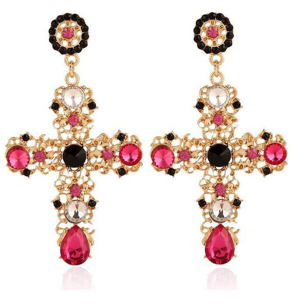 

fashion accessories popular cross gem earring, Silver
