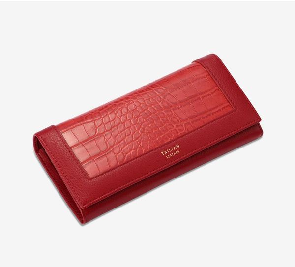 

style pattern american and european multifunctional purse crocodile clutch ladies purse msfpa, Red;black