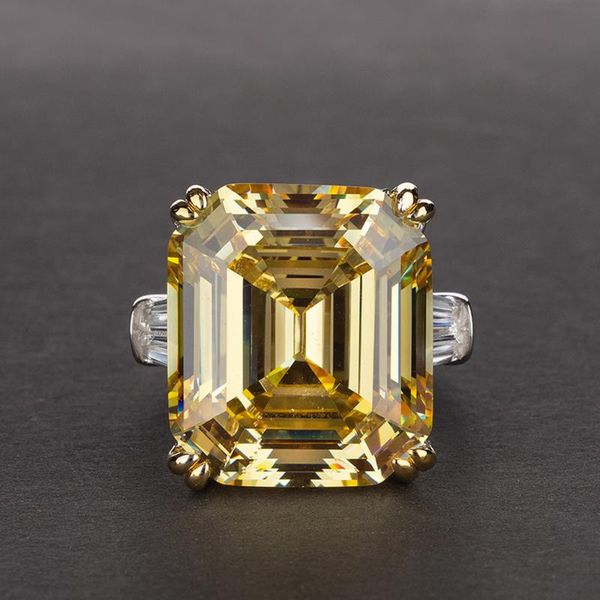 

cluster rings real 925 sterling silver 10x14mm emerald pink quartz citrine cocktail gemstone engagement for women luxury gifts, Golden;silver