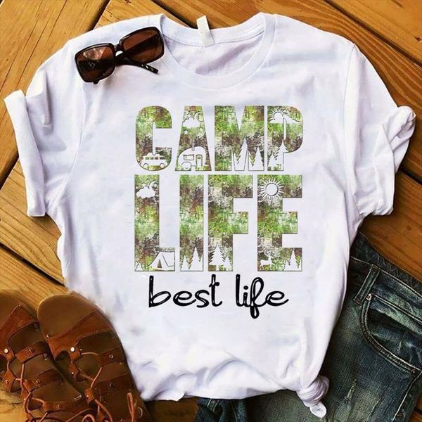 

and women lady adventure camp mens life printed ladies short sleeve tee female clothes graphic, White;black