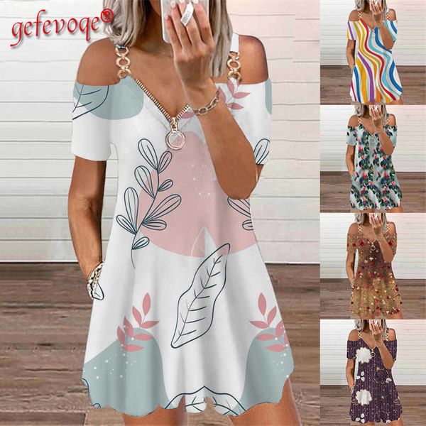 

woman midi slip dress zipper v-neck beach bohemian loose off the shoulder floral printed vintage dresses female clothing y1006, Black;gray