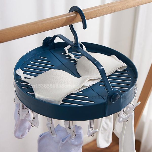 

hangers & racks round drying rack with18 clips folding socks plastic long hanger underwear clip rotating clothespin