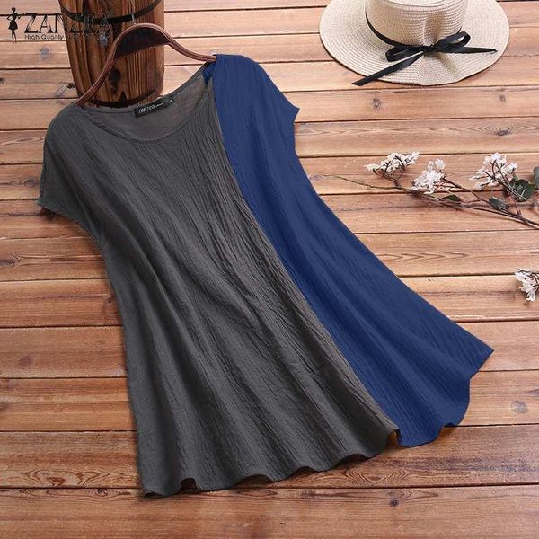 

cotton round neck tee casual shirt solid blusas summer spliced baggy sleeveless women blouse plus size women's blouses & shirts, White