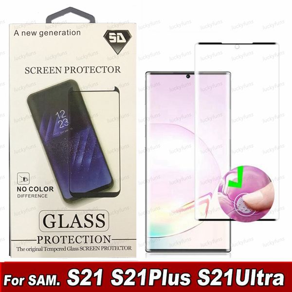 Displayschutzfolie aus gehärtetem Glas für Samsung Galaxy S21 S20 S9 Note 20 Ultra 10 S8 Plus Mate 30 Pro 3D-gebogene Version mit Einzelhandelsverpackung