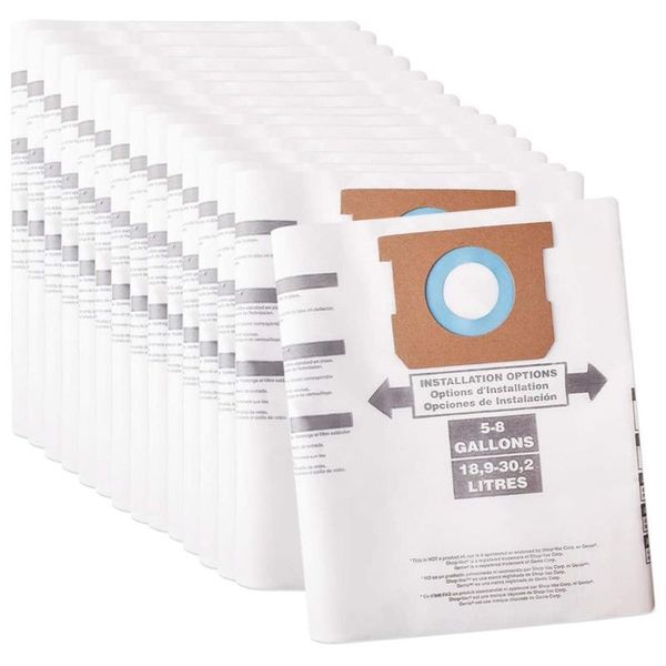 

vacuum cleaners 15 pack type e replacement filter bags for shop vac 5-8 gallon replaces part 90661 906-61 9066100