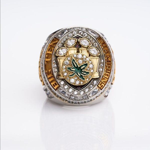 

wholesales ohio state 2020 - 2021 buckeyes national championship ring with wooden box fan gift wholesale drop shipping, Golden;silver