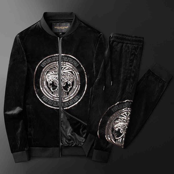 

tracksuits sport suit fashion classic two piece men's cardigan set, Gray