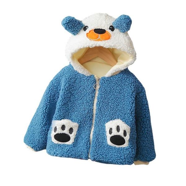 

jackets autumn kids hoodies children cartoon thick hooded coat toddler casual costume infant boys clothing winter baby girl clothes, Blue;gray