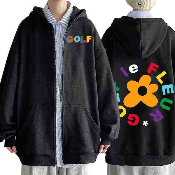 

golf wang tyler the creator zipper hoodies sweatshirts harajuku men women hip hop streetwear japanese fashion brand male, Black