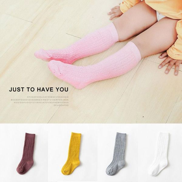 

footies toddler cute cotton kids baby girls long knee high socks tube, Blue