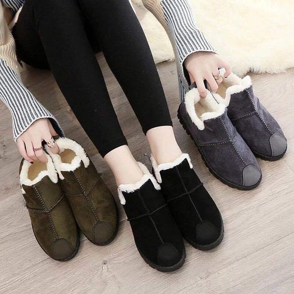 

boots winter plus velvet cotton shoes female korean version of the wild peas warm flat n, Black