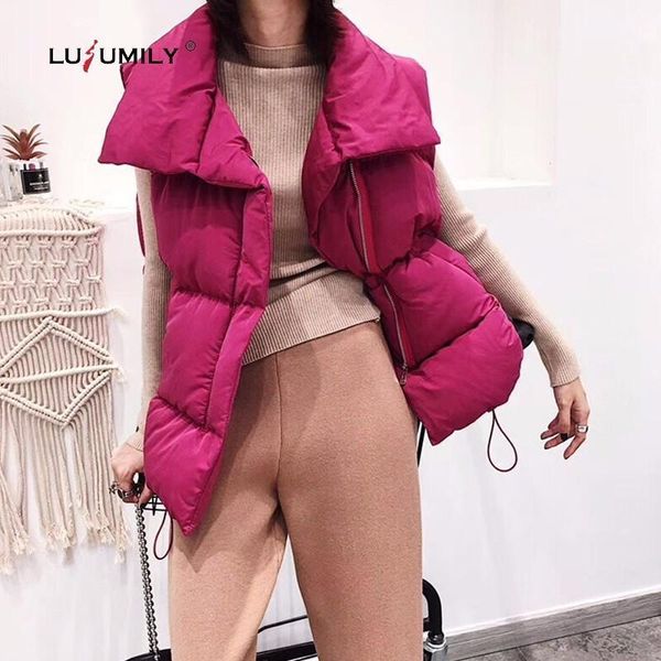 

women's vests lusumily winter warm women sleeveless jacket light waistcoat down female coat thick cpkf, Black;white