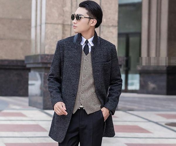 

men's wool & blends s-7xl sell like cakes 2021 spring/autumn men fashion leisure fertilizer increased cloth coat, Black