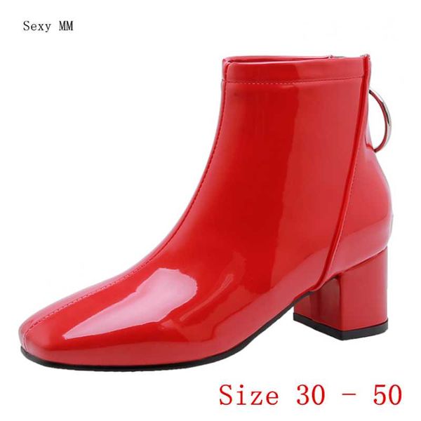 

boots spring autumn women ankle high heel shoes woman short small plus size 30 - 50, Black