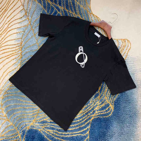 

mans designer spring summer embroidery pin letters tee t shirt fashion hoodies men women casual cotton shirts black, White;black