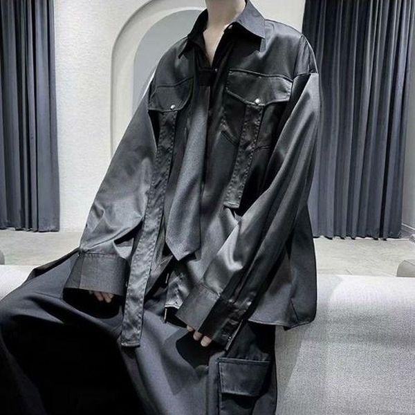 

men's casual shirts shirt man autumn trend long-sleeved korean fashion handsome loose oversized wild self-cultivation coats men clothin, White;black