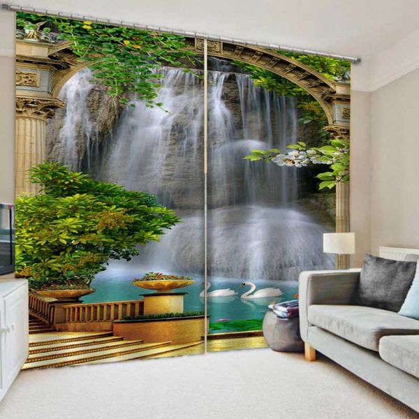 

curtain & drapes beautiful scenery roman waterfall curtains window blackout luxury 3d set for bed room living