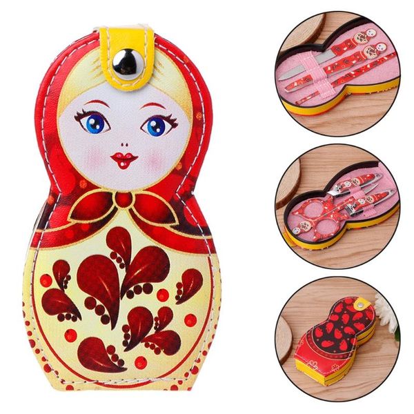 

nail art kits 6pcs professional manicure cleaner case cuticle clipper pedicure russian dolls