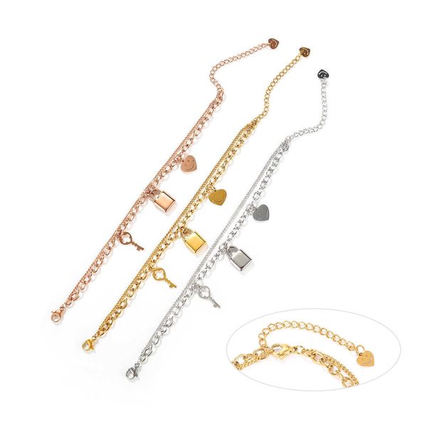 

fashion light luxury smiling face key titanium steel bracelet, Black