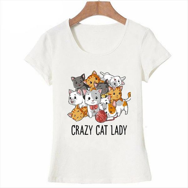 

fashion cartoon cotton lovely crazy womens t shirt cat meme gifts o neck short sleeve funny anime female casual, White