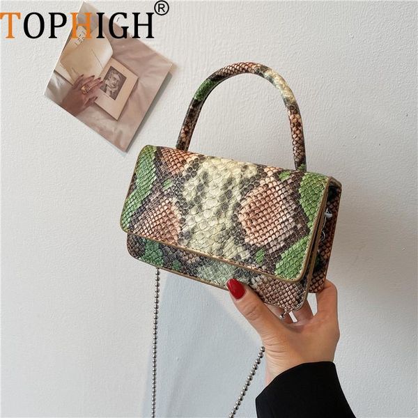 

evening bags igh snake bag for women 2021 fashion shoulder beaded chain serpentine messenger leather crossbody flap