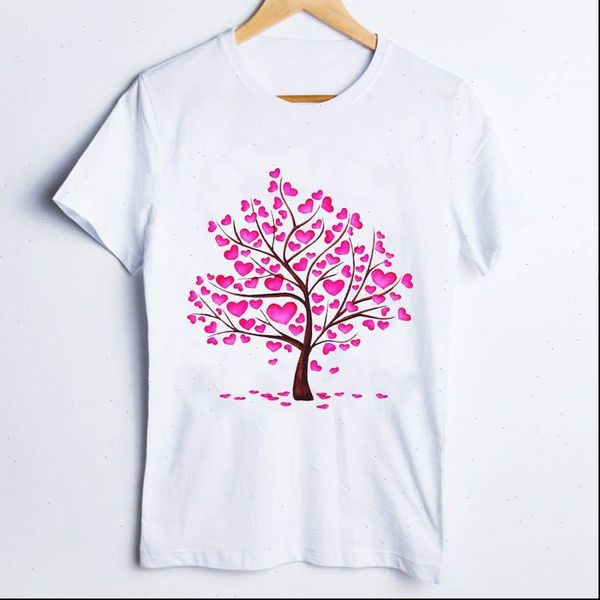 

tees print casual cartoon womens love tree trend 90s fashion clothes lady clothing female, White