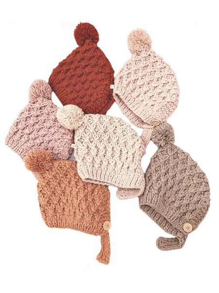 

baby girls boys cute pompom hats 3-24m infant born toddler winter warm hat solid knitted cap kids accessories caps &, Yellow