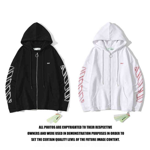 

fashion 20ss inkjet new off splash arrstyle men's and women's hoodie zipper sweater coat, Black